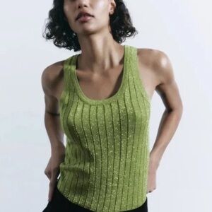 Zara NWOT Green Sparkle Tank